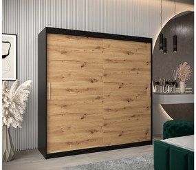 Ruhásszekrény 200 cm Toki (matt fekete + artisan tölgy). 1064851
