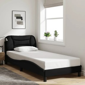 fekete szövet ágykeret LED-es matrac nélkül 80x200 cm 80x200 cm