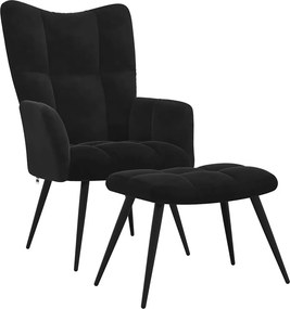 vidaXL Pihenőszék puffal 2 pcs Fekete Bársony