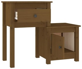2 db mézbarna tömör fenyőfa éjjeliszekrény 79,5 x 38 x 65,5 cm