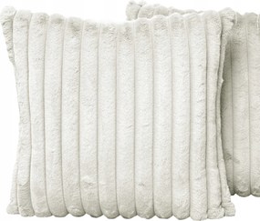 Világosszürke díszpárnahuzat 50x50 cm, szőrme utánzat, varrásokkal