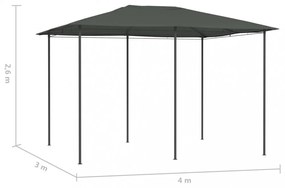 antracitszürke pavilon 3 x 4 x 2,6 m 160 g/m²
