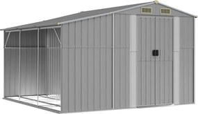 vidaXL szürke horganyzott acél kerti fészer 277 x 279 x 179 cm