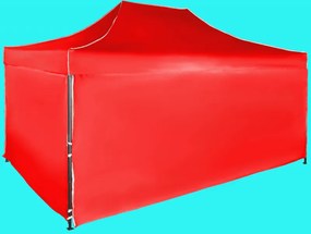 Gyorsan összecsukható sátor 3x4,5 m – acél, Piros, 4 oldalfal