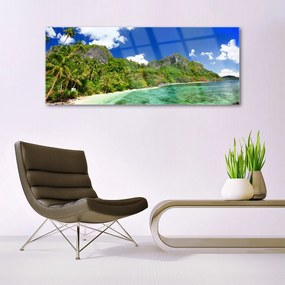 Modern üvegkép Beach Hegyi táj 120x60cm