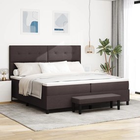 Box Spring Ágy matraccal és padtartóval Sötét Barna 200x200 cm Szövet