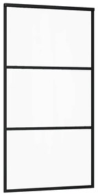 fekete ESG üveg tolóajtó fémszerelvény-szettel 102x205 cm