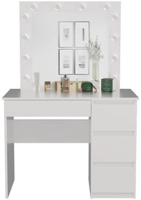 Marina fésülködő asztal (3 jobb alsó fiókokkal), 98x76x51 cm, fehér