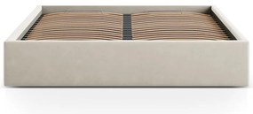 Bézs kárpitozott ágyneműtartós-ágytámla nélkül franciaágy ágyráccsal 140x200 cm Susan – Micadoni