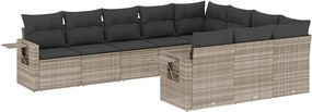 vidaXL 10 részes világosszürke polyrattan kerti ülőgarnitúra párnákkal