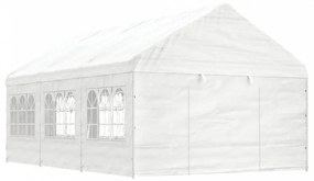 Fehér polietilén pavilon tetővel 6,69 x 4,08 x 3,22 m