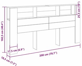 Fejhajtó szekrény Musta tammi 200 x 18,5 x 104,5 cm Faanyag