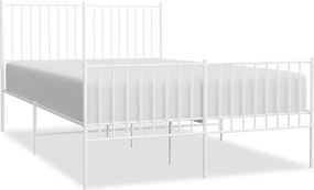vidaXL fehér fém ágykeret fej- és lábtámlával 135x190 cm
