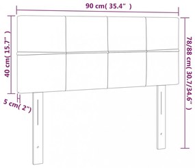 sötétszürke szövet LED-es fejtámla 90x5x78/88 cm