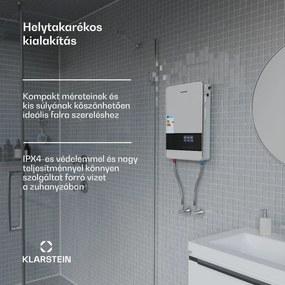Blaze Flow Elektromos átfolyós vízmelegítő, rozsdamentes acél fűtőelem, LED kijelző, 24 kW