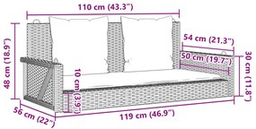 szürke polyrattan hintapad párnákkal 119 x 56 x 48 cm