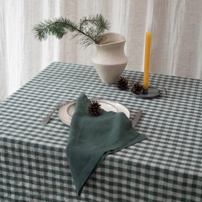 Len asztalterítő 140x200 cm Forest Green Gingham – Linen Tales