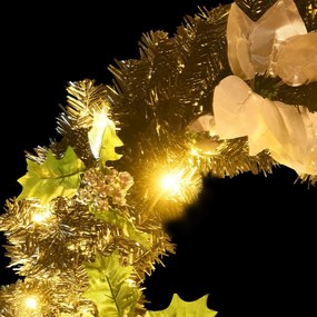 fekete PVC karácsonyi koszorú LED-ekkel 60 cm
