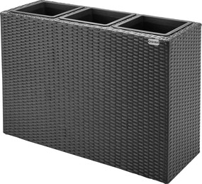 Virágtartó, polyrattan, fekete, 83 x 30