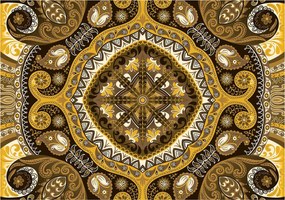 Fotótapéta Paisley Geometrikus Virágos Arany Barna 312x219 +ragasztó