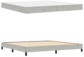 Boxspring ágy matraccal Világosszürke 200 x 200 cm Bársony