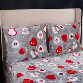 CHRISTMAS HEART szürke mikroplüss ágyneműhuzat Ágyneműhuzat mérete: 70 x 90 cm | 140 x 200 cm