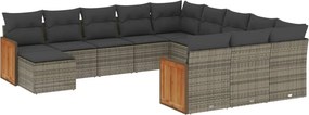 vidaXL 12 részes szürke polyrattan kerti ülőgarnitúra párnákkal