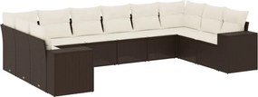vidaXL 10 részes barna polyrattan kerti ülőgarnitúra párnákkal
