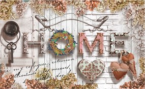 Fotótapéta Home virágok kulcs szív fehér fa koszorú 200x140 +ragasztó