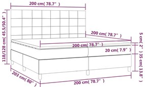 sötétzöld bársony rugós és LED-es ágy matraccal 200x200 cm