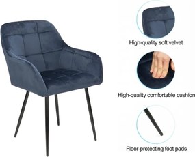 Sötét rózsaszín LOREN VELVET étkezőfotel fekete lábakkal