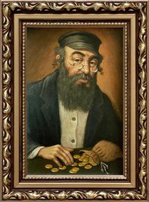 Vászonkép 19x14 Pénzszámláló Zsidó Arany Díszített Ajándék Keret