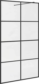 vidaXL fekete zuhanyfal átlátszó ESG üveggel 115 x 195 cm