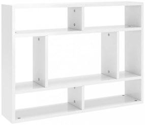 magasfényű fehér szerelt fa fali polc 75 x 16 x 55 cm