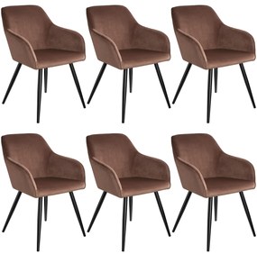 TecTake GmbH 404044 marilyn bársony hatású székek - barna - fekete, 6 darabos készlet