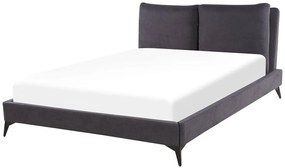 Franciaágy 160 cm MELIA (poliészter) (sötétszürke) (ágyráccsal). 1023471