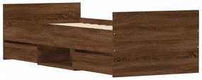 barna tölgyszínű ágykeret fej- és lábtámlával 75 x 200 cm