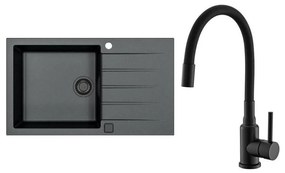 ALVEUS SETA23232 - Konyhai mosogató CADIT+mosogató csaptelep MINTAS 34cm gránit/fekete