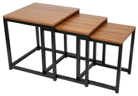 Három kisasztalból álló szett, dió/ fekete, KASTLER NEW TYP 3