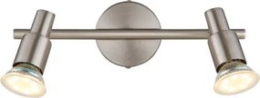 Globo 57385-2 Fali lámpa, LED reflektor, fém nikkel matt, fém krómozott, HxSzxM: 270x80x110mm, 2x GU10 LED 3W 230V izzókkal, 250lm forrás, 250lm kimenet, 3000K