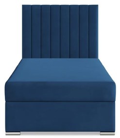 Agen egyszemélyes ágy, bársony, ágyneműtartóval, kék