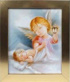 Vászonkép 30x25 Őrangyal Angyal Arany Keret