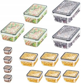 15DB-OS Ételtároló Doboz Szett Uzsonnás Dobozok Légmentesen Záródó Szett