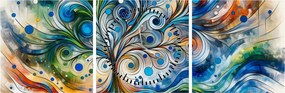 Kép – Színes energikus fa (órával) (90x30 cm)