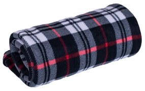 Kocka fleece pléd fekete, 150 x 200 cm