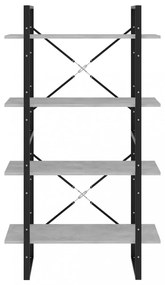 négyszintes betonszürke szerelt fa könyvszekrény 80x30x140 cm