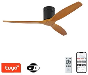 ZEVENTI - Mennyezeti ventilátor SPELLO Wi-Fi Tuya fekete/tölgy + távirányító
