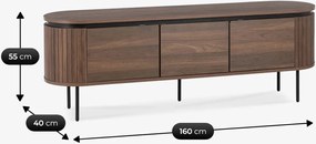 TV-szekrény 160 cm méretben, háromajtós kivitelben, dió színben BECK