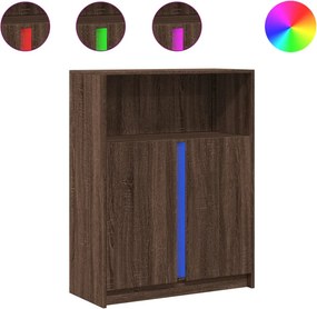 vidaXL barna tölgy szerelt fa tálalószekrény LED-del 77x34x100 cm