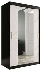Ruhásszekrény 120 cm Marbelo T1 (matt fekete + fehér márvány). 1064562